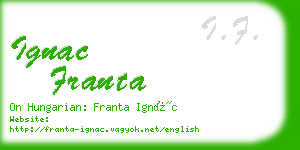 ignac franta business card